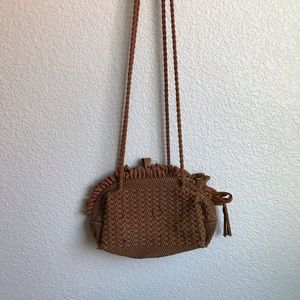 Brown woven bohemian purse